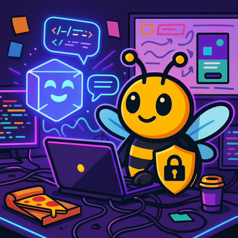 HoneyBot in vibe coding mode, rapidly building applications