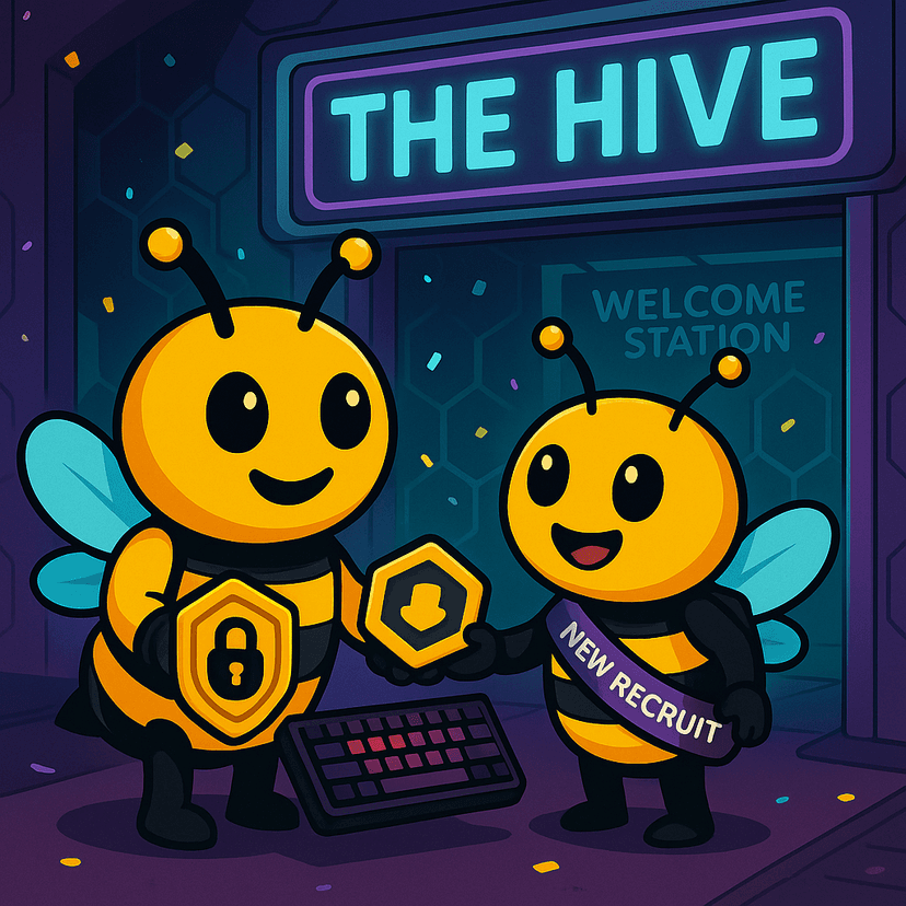 HoneyBot welcoming a new recruit to The Hive